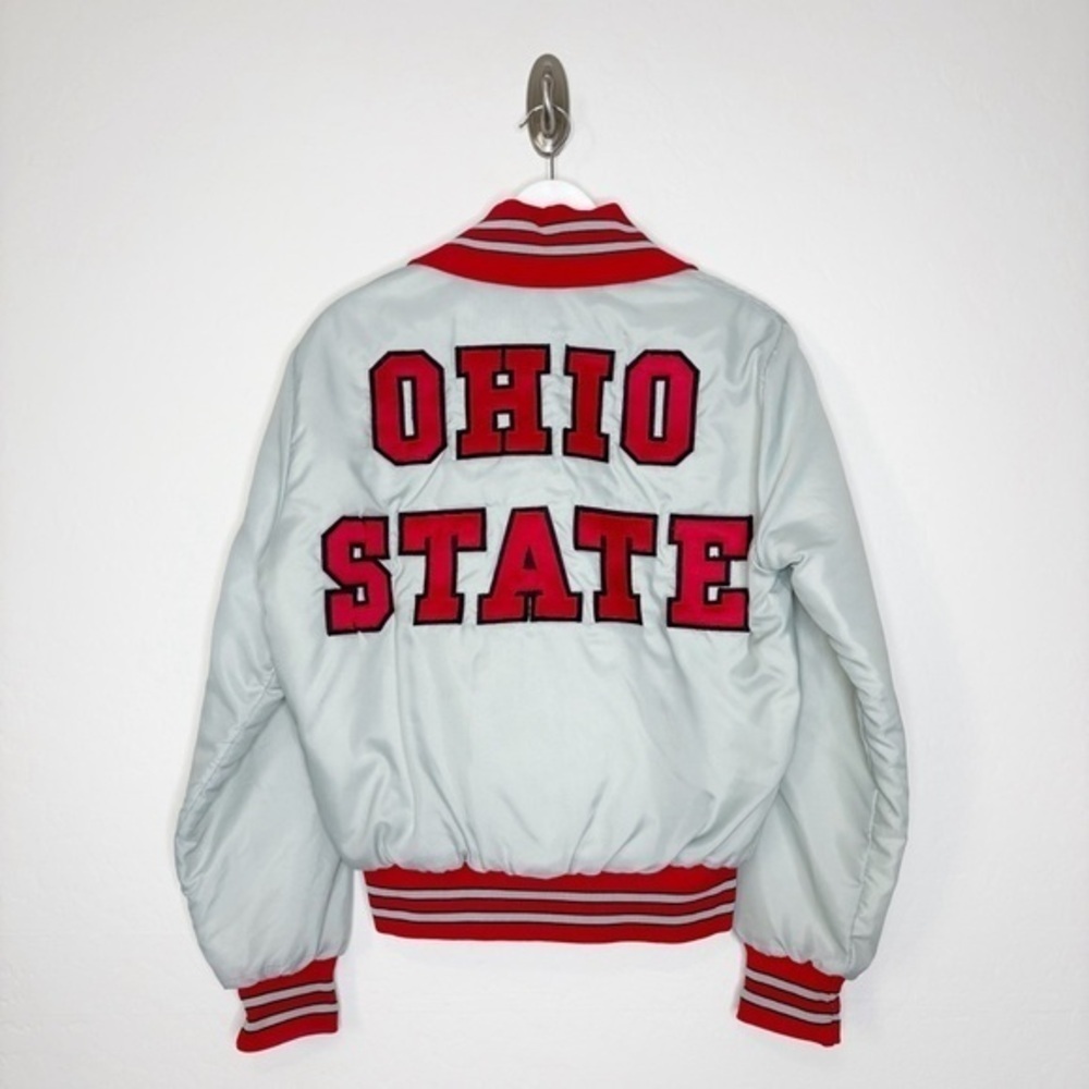Vintage Ohio State Buckeyes Agler-Davidson Gray Bomber Jacket Size Small USA